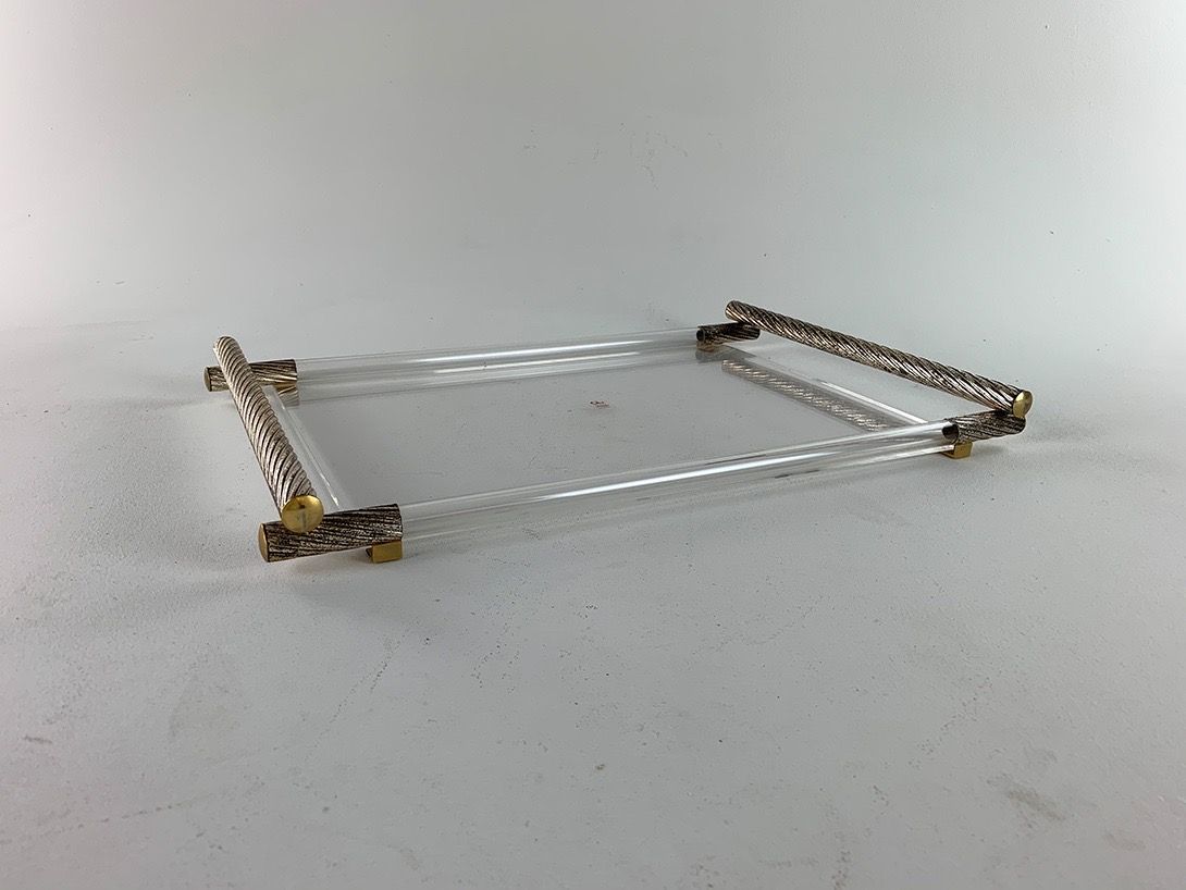 Foto Tray Plexi Glass with Silver Fittings Germany 1970
