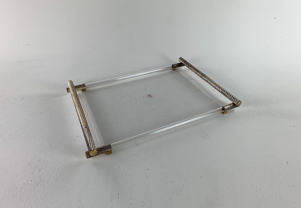 Foto Tray Plexi Glass with Silver Fittings Germany 1970