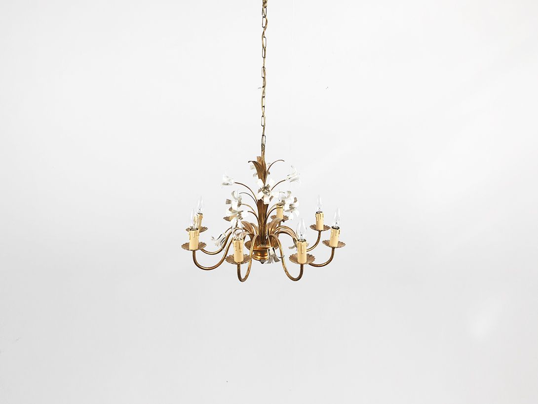 Foto Golden Chandelier with White Flowers ø60