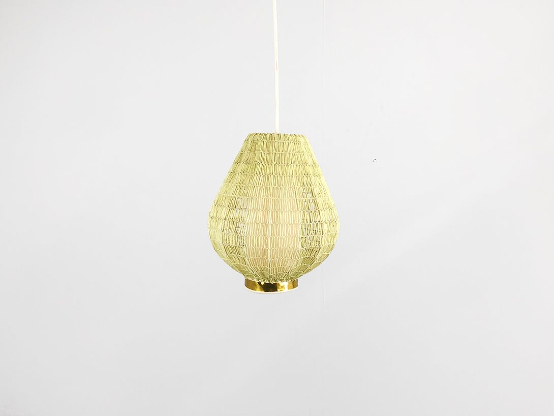 Foto Lime Green Pendant Lamp wit Golden Detail h30