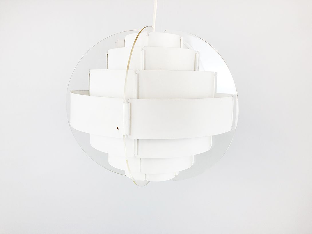 Foto White Round Pendant Lamp with Plexiglass Elements h30