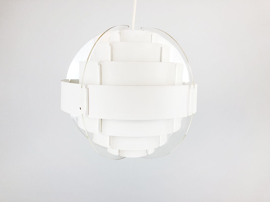 Foto White Round Pendant Lamp with Plexiglass Elements h30