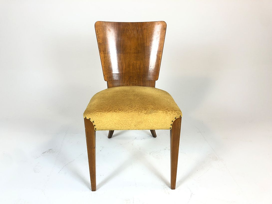 Foto Halabala Dining  Chair H-214 for ÚP Závody with Mustard Upholstery