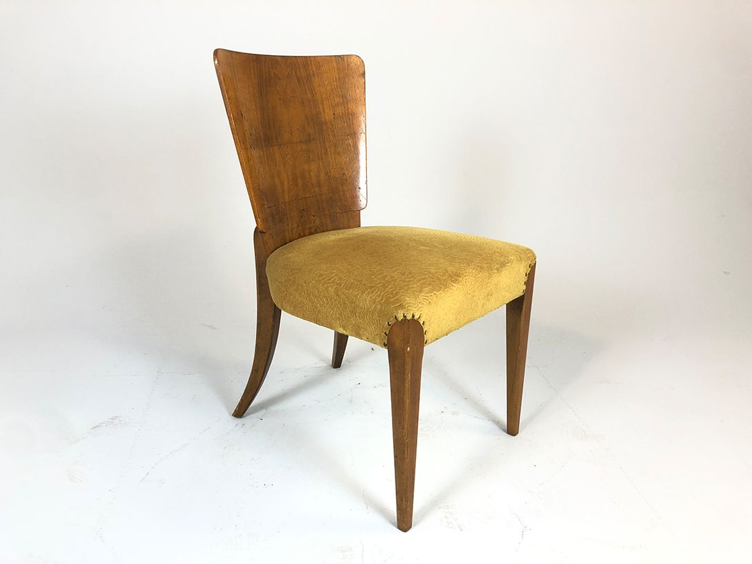 Foto Halabala Dining  Chair H-214 for ÚP Závody with Mustard Upholstery