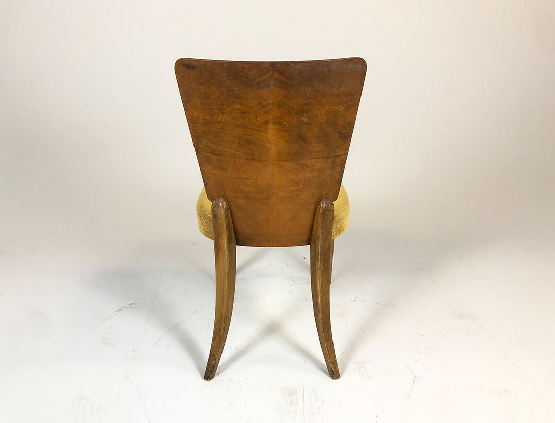 Foto Halabala Dining  Chair H-214 for ÚP Závody with Mustard Upholstery
