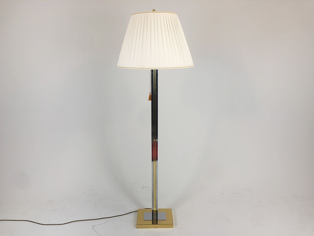 Foto Silver and Brass Floorlamp with White Shade h160 G2