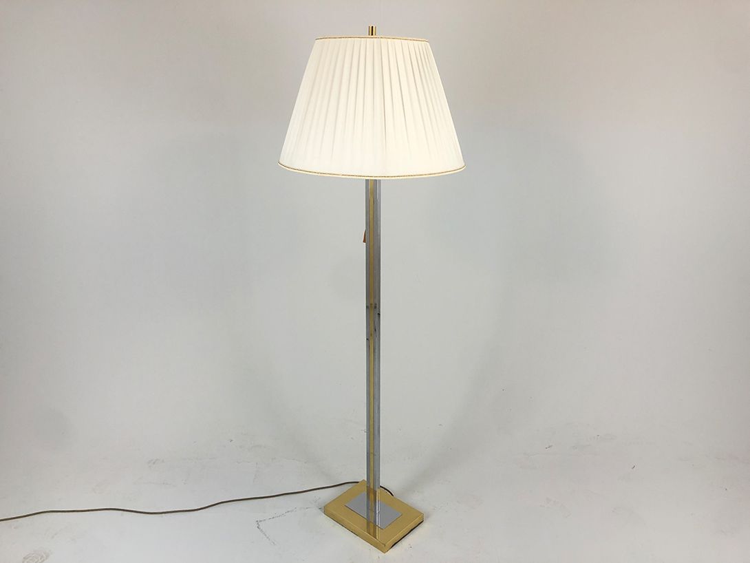 Foto Silver and Brass Floorlamp with White Shade h160 G2