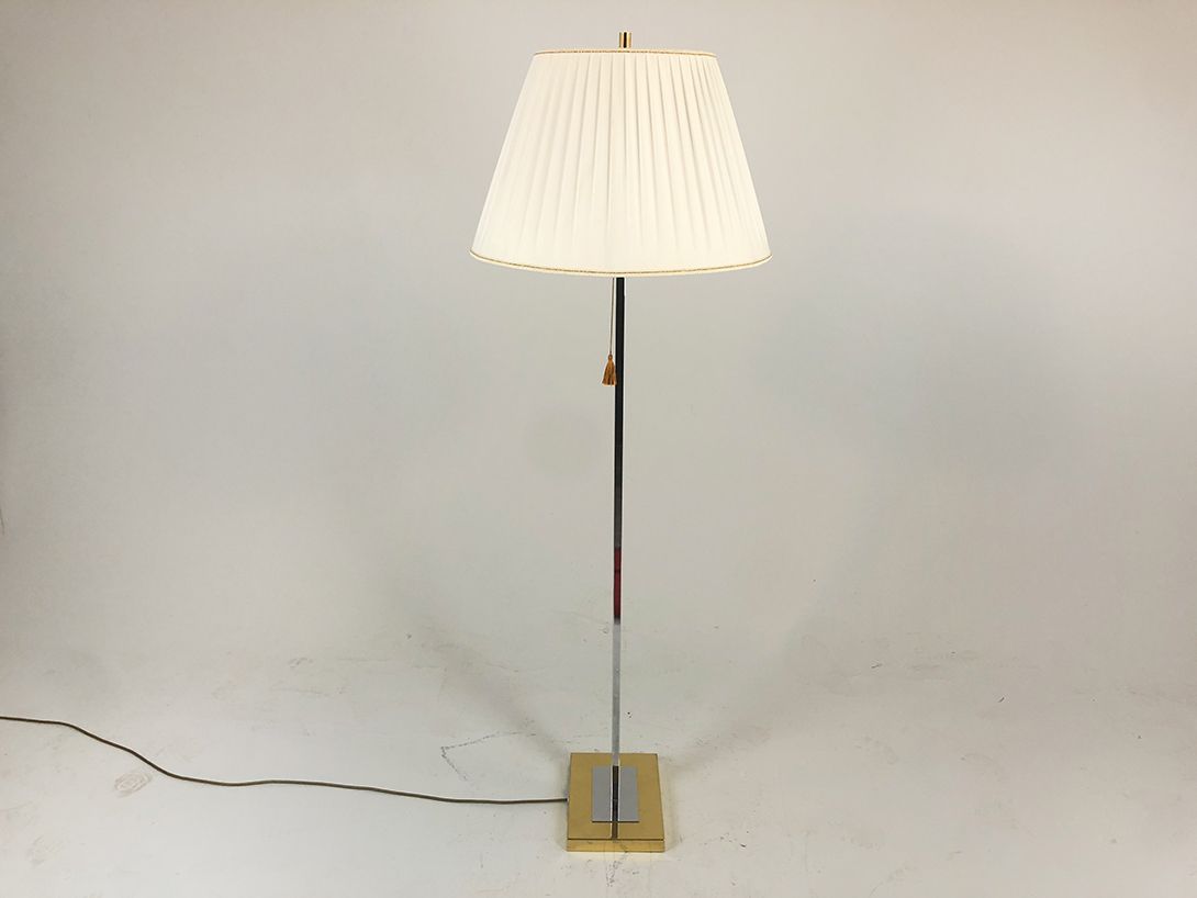 Foto Silver and Brass Floorlamp with White Shade h160 G2