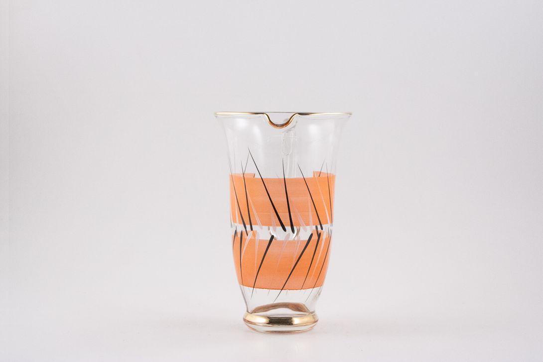Foto Filigree Glass Jug with Orange and Brass Details