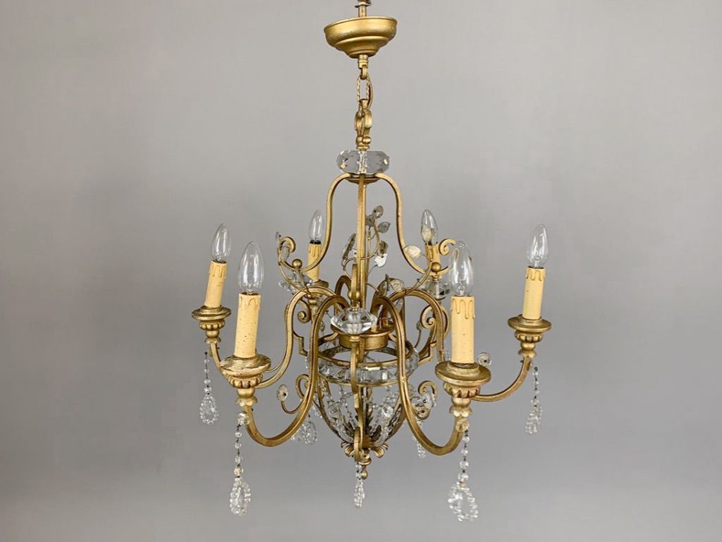 Foto Brass Chandelier with Hanging Crystals ø66