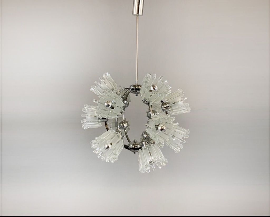Foto Hustadt Glass Flower Sputnik Lamp 1970 ø60