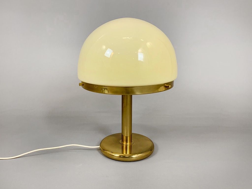 Foto Rounded Brass and Beige Desk Lamp h55