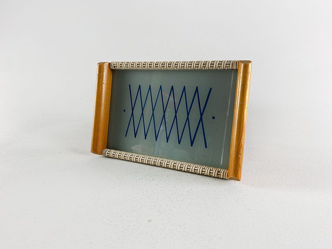 Foto Glass Tray with Blue Simple Design