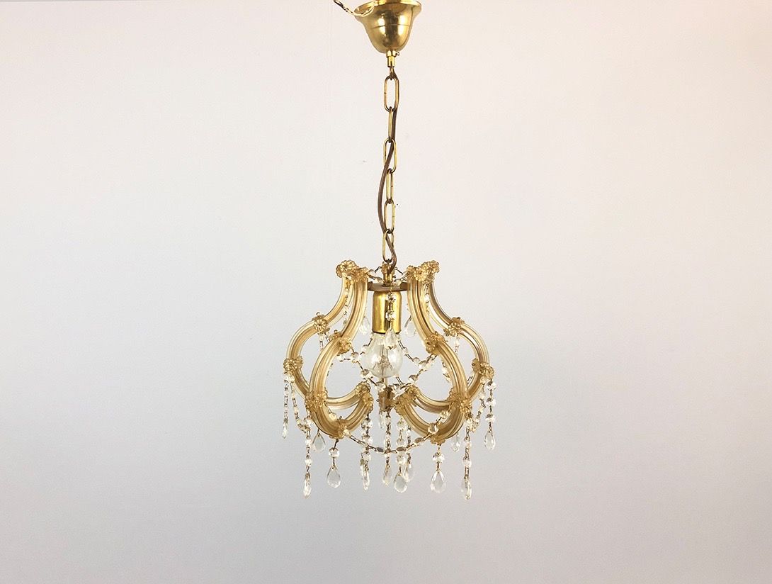 Foto Brass and Glass Pendant Lamp with Tiny Flowers ø34