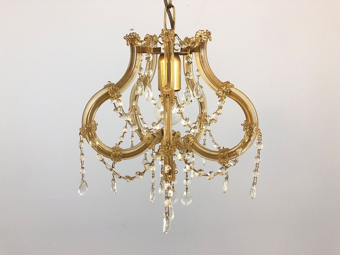 Foto Brass and Glass Pendant Lamp with Tiny Flowers ø34