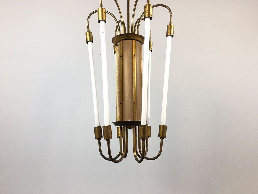 Foto Bauhaus Neon and Brass Chandelier Germany ø58