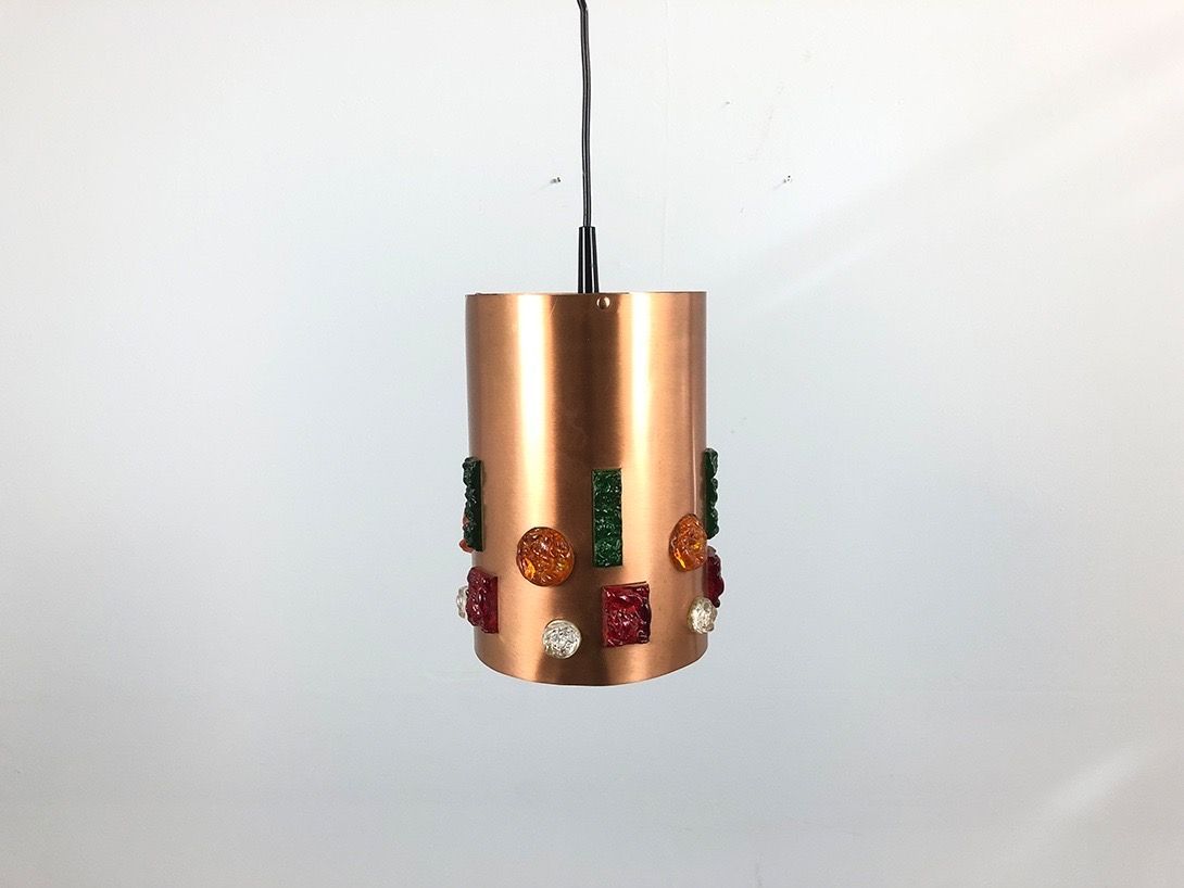 Foto Copper Pendant Lamp with Colorful Stones h30