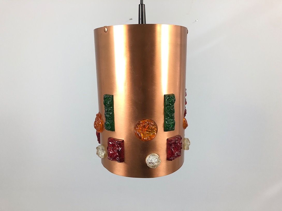 Foto Copper Pendant Lamp with Colorful Stones h30