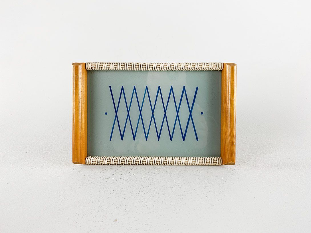 Foto Glass Tray with Blue Simple Design