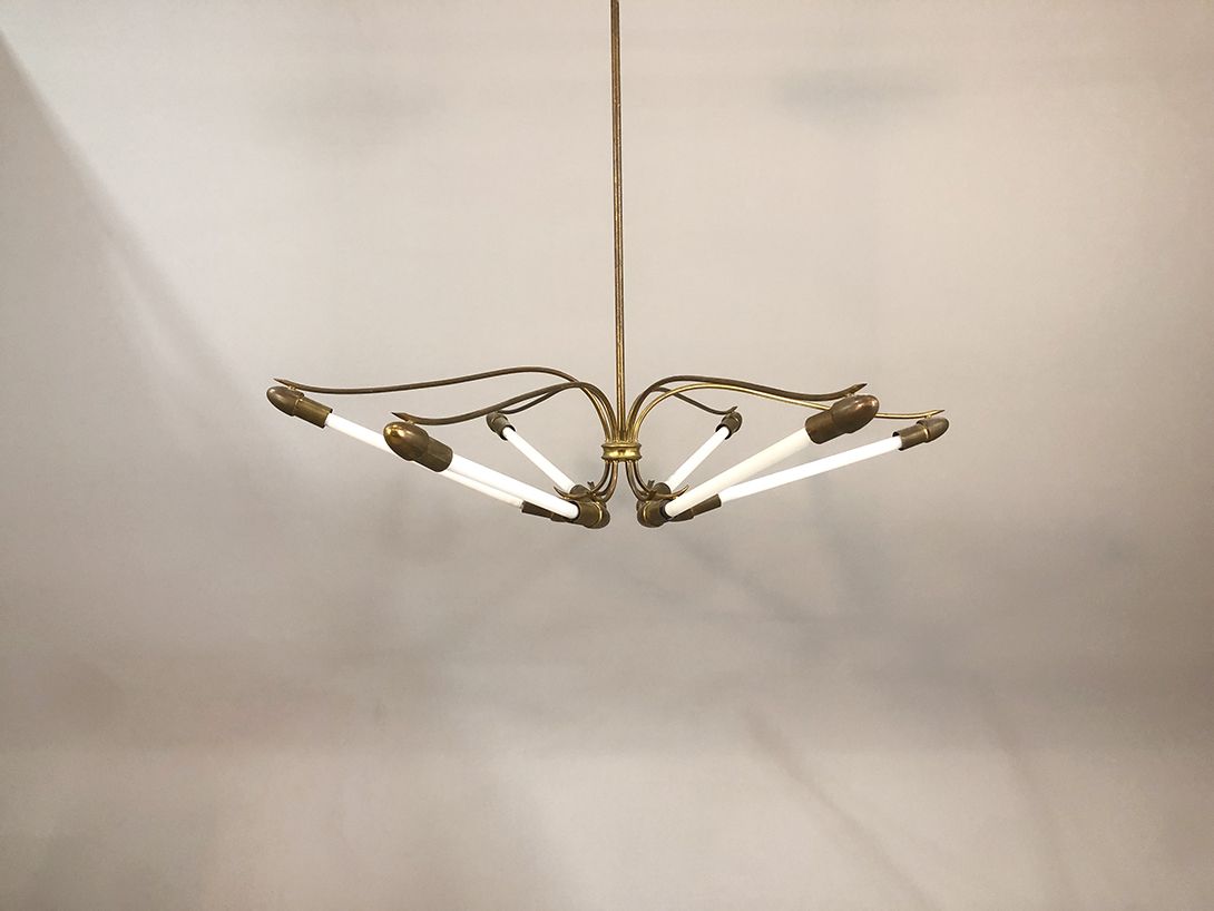 Foto Neon Chandelier Brass Art Deco 1938 ø134