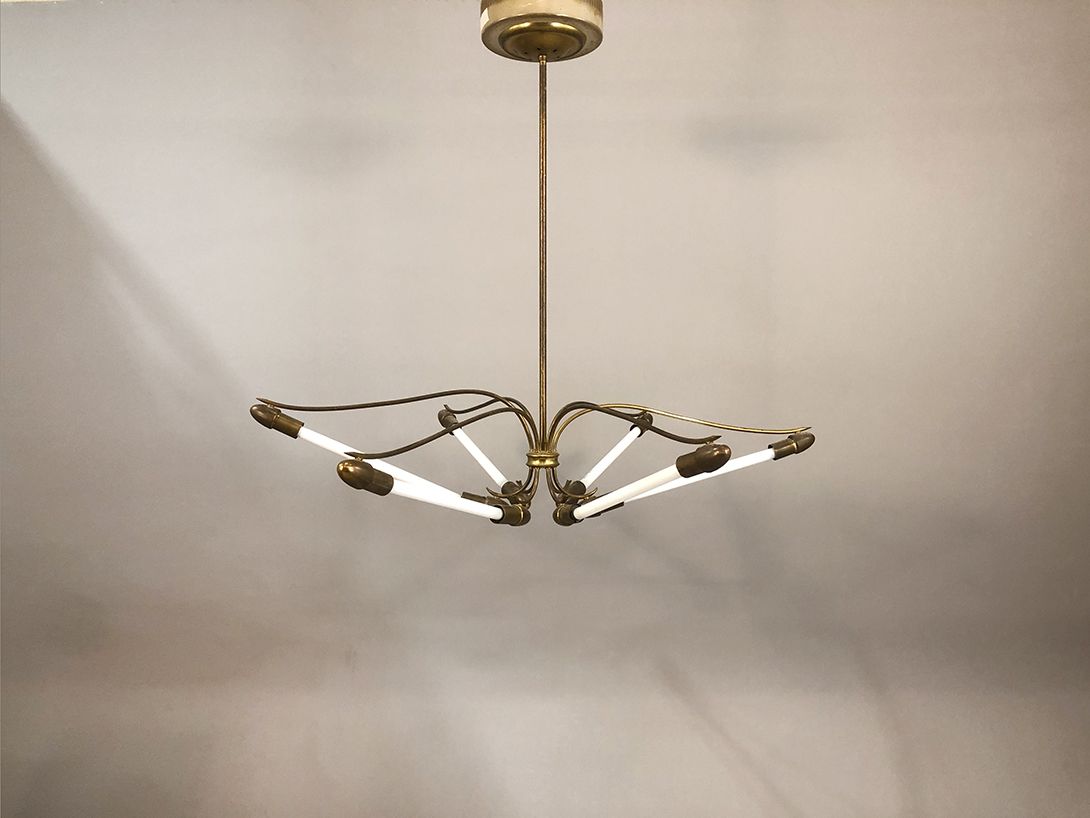 Foto Neon Chandelier Brass Art Deco 1938 ø134