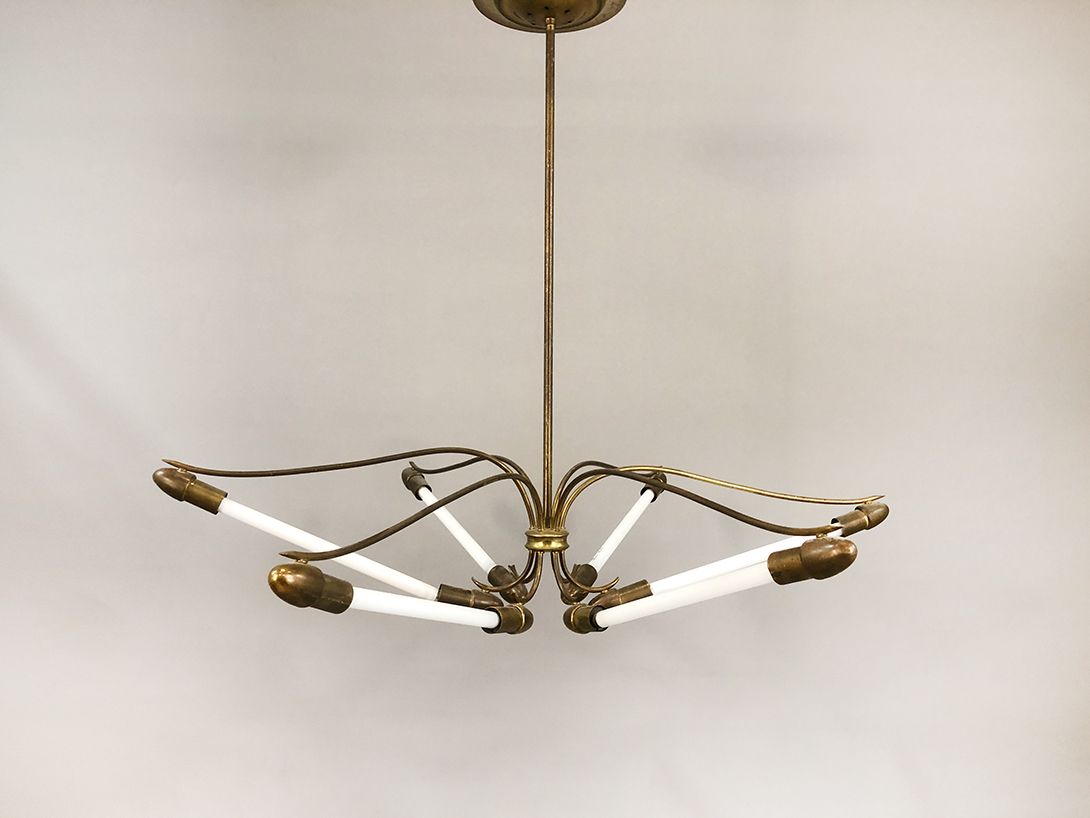 Foto Neon Chandelier Brass Art Deco 1938 ø134