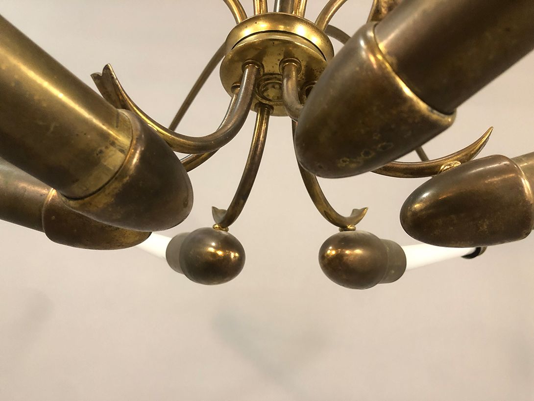 Foto Neon Chandelier Brass Short Art Deco 1938 ø134
