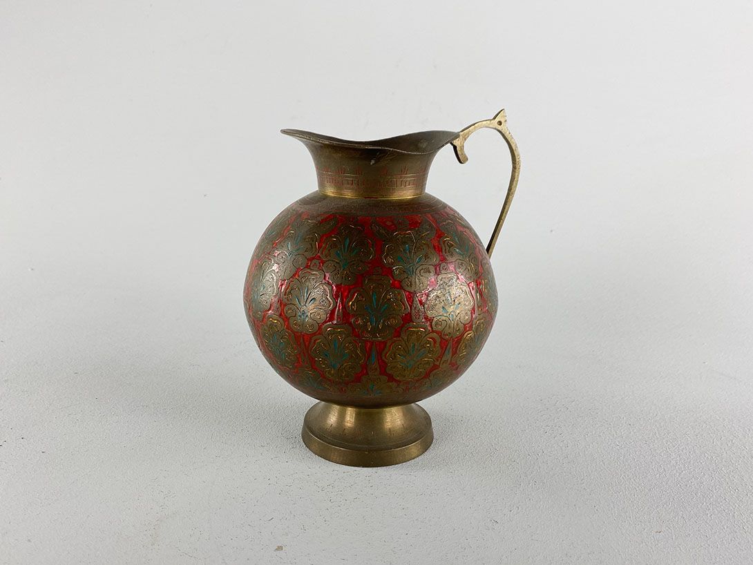 Foto Oriental Brass Jug Red and Green h20