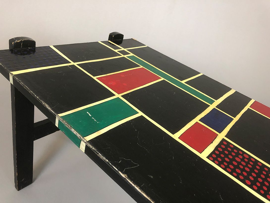 Foto Coffee Table Black Green And Red Squares h50x87x45