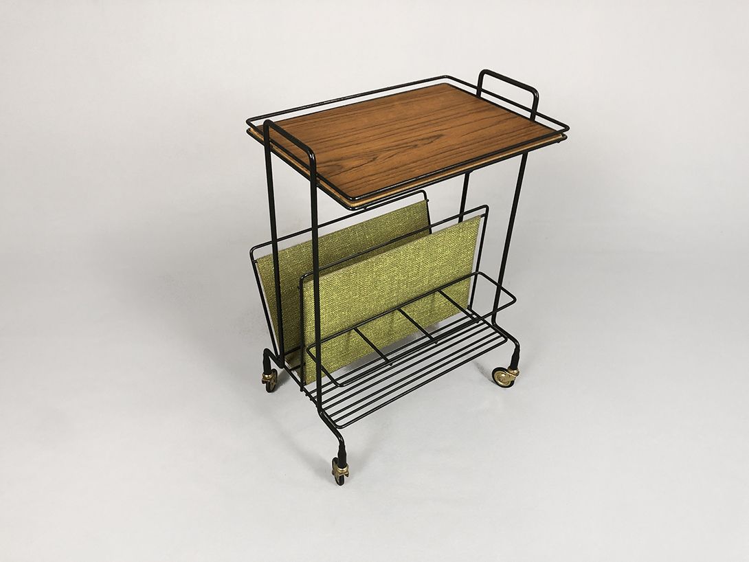 Foto Side Table on Wheels with Magazine Rack h59x42x30