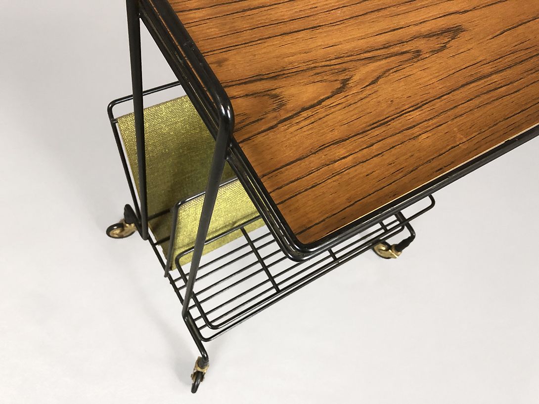 Foto Side Table on Wheels with Magazine Rack h59x42x30