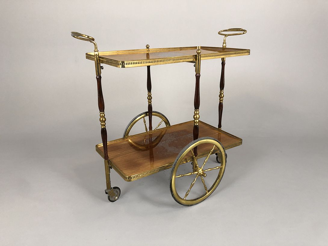 Foto Wood and Brass Serving Cart h83x72x41