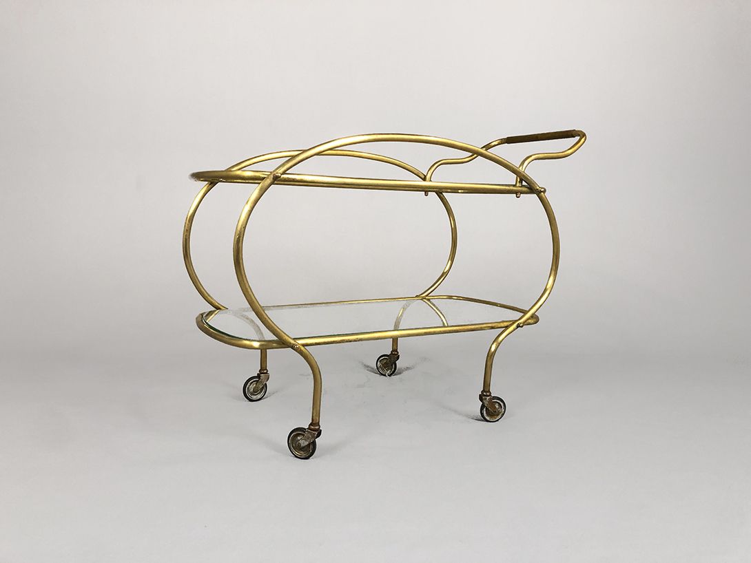 Foto Glass and Brass Serving Cart h70x93x42