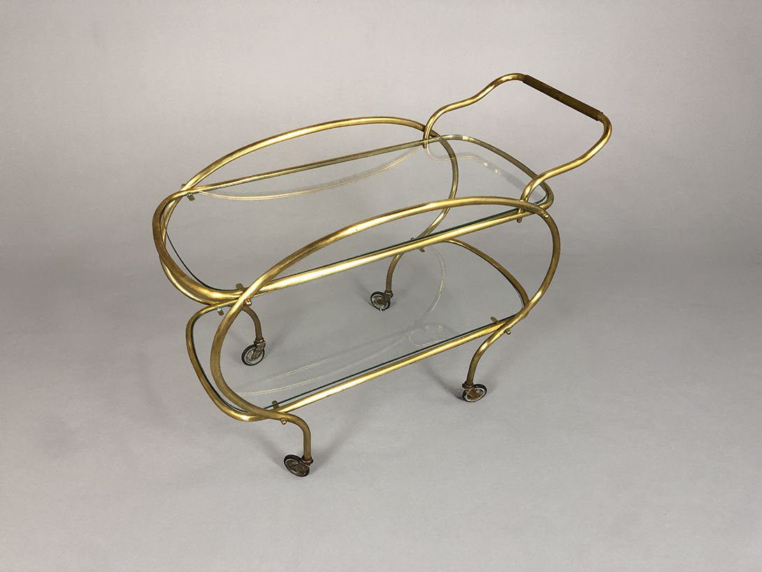 Foto Glass and Brass Serving Cart h70x93x42