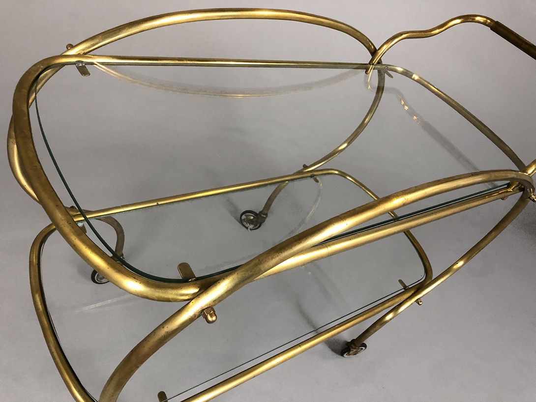 Foto Glass and Brass Serving Cart h70x93x42