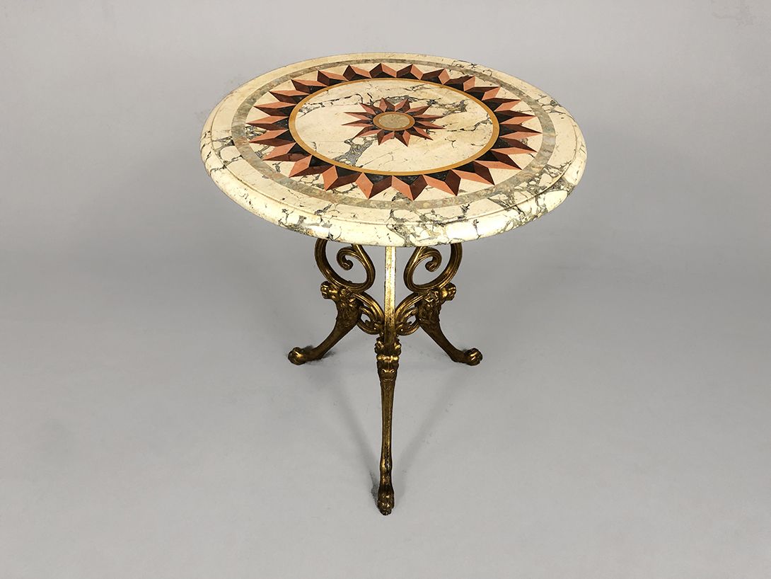Foto Round Stoneware Side Table with Brass Feet H75x63