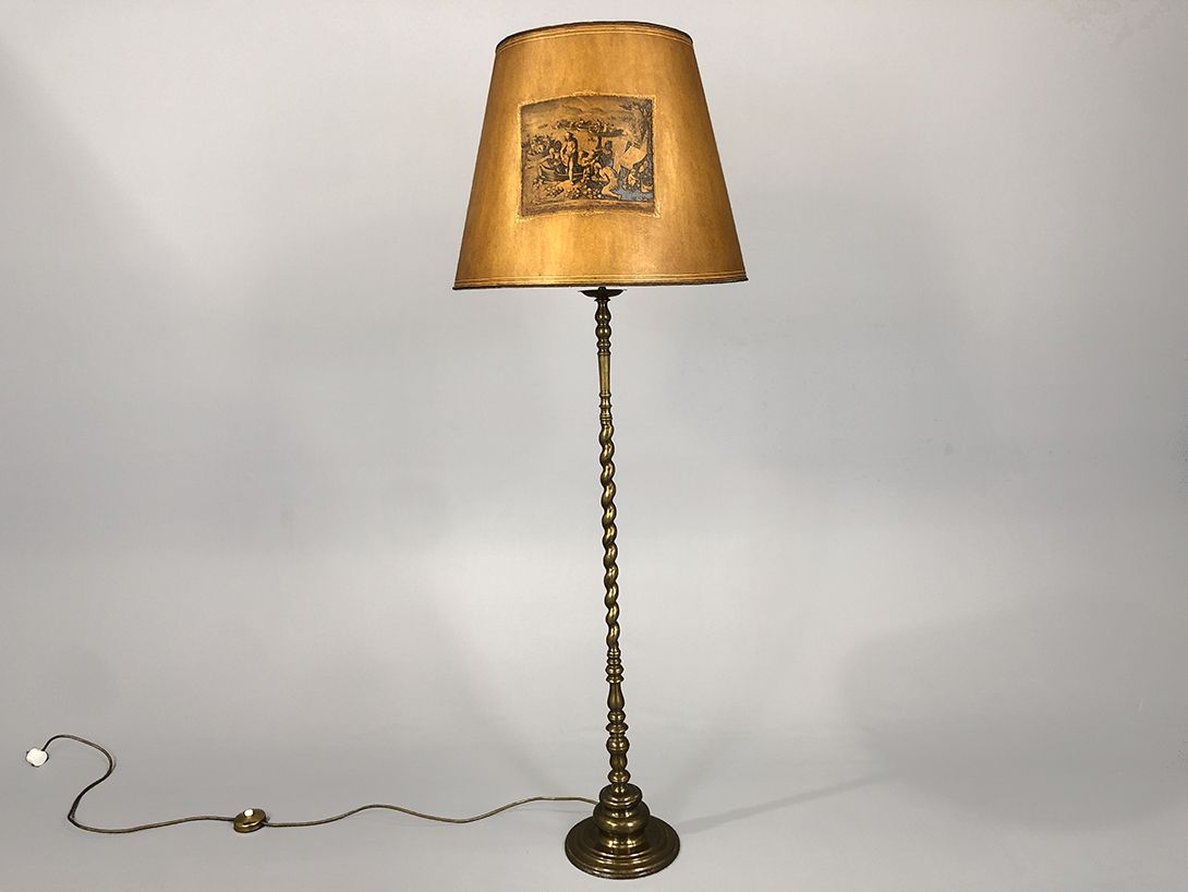 Foto Floor Lamp Messing Stand Golden Shade with Picture Sienna 1935 h172 G2