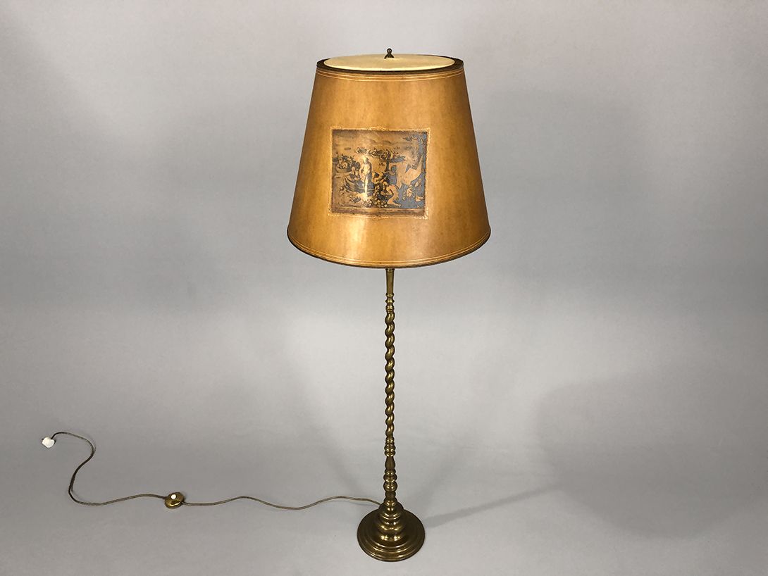 Foto Floor Lamp Messing Stand Golden Shade with Picture Sienna 1935 h172 G2