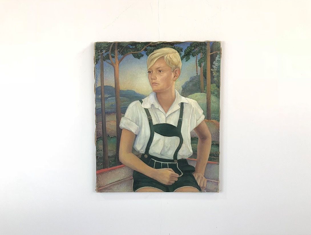 Foto Oil Painting Boy with Lederhose 1935 h75x62 35A12
