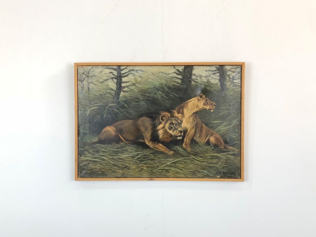 Foto Oil Painting Two Lions 1930 h53x73 31A5