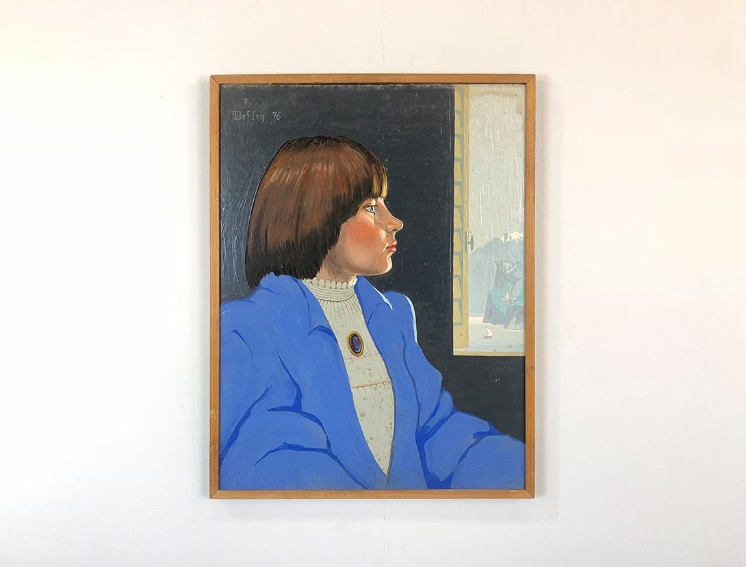 Foto Oil Painting Portrait Lady in Blue h72x55 35A9