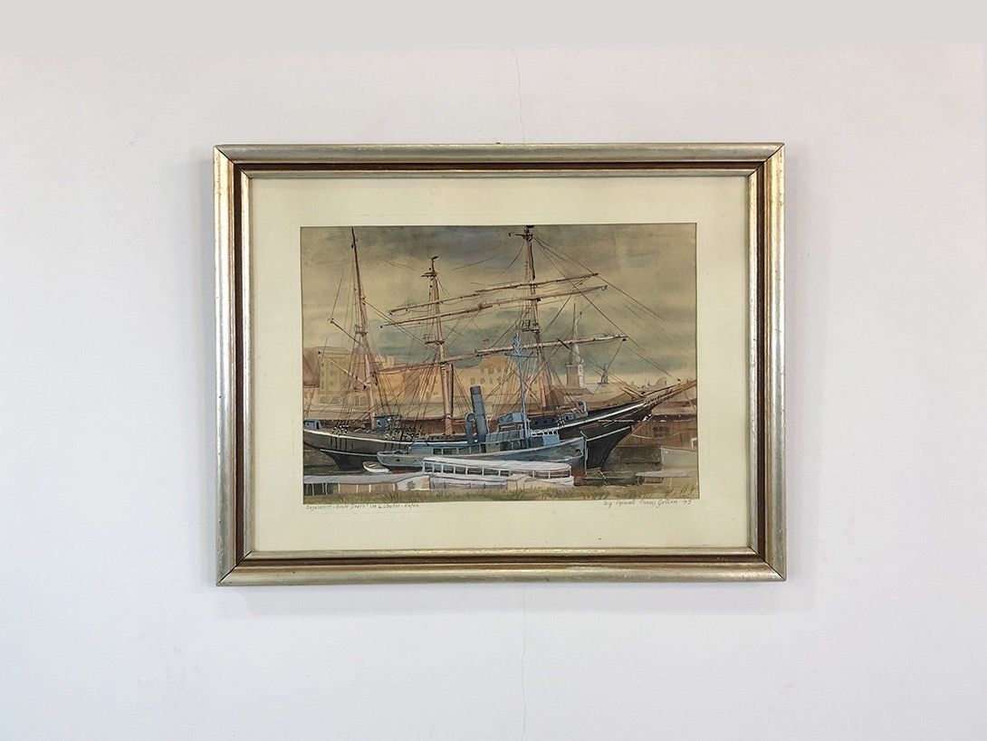 Foto Painting of a Ship Lübeck Harbor h44x55 23D3