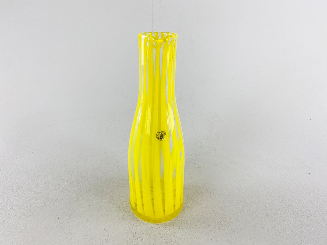 Foto Bright Yellow Striped Glass Vase h31