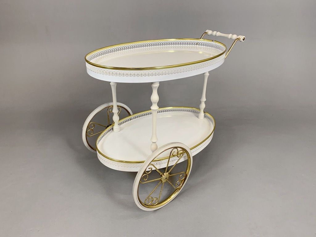 Foto White Dinett Serving Cart with Brass Details h65x79x45