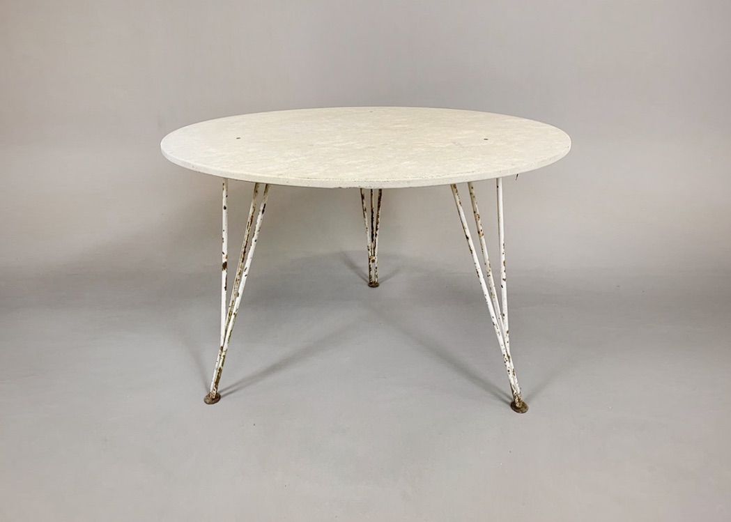 Foto Mauser Travertine Metal Garden Table 1950 h64x89