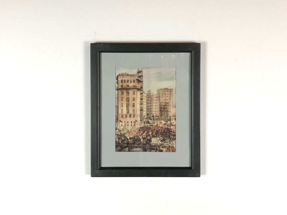 Foto Aquarell Painting of Stalinallee under Construction 16A9