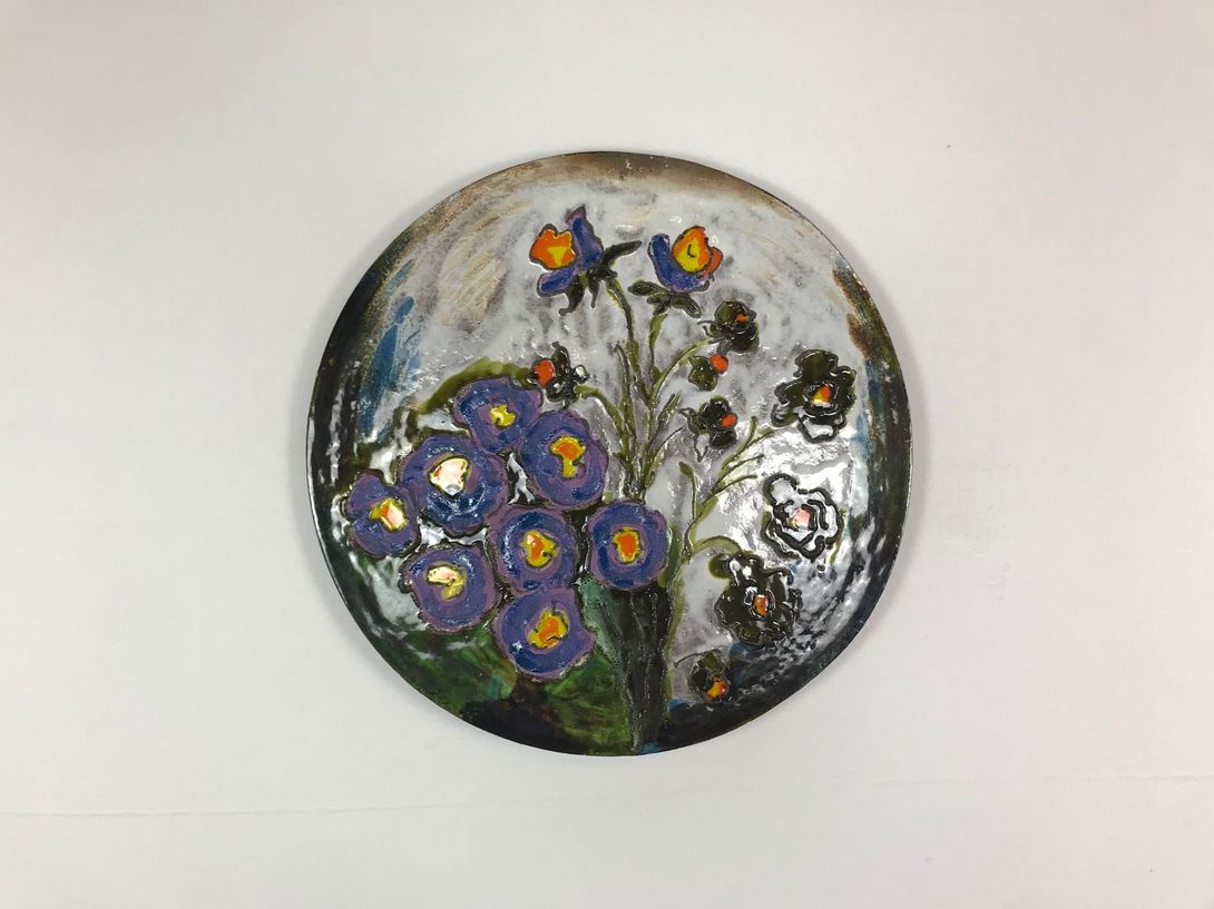 Foto Round Ceramic Flower Artwork 8B75