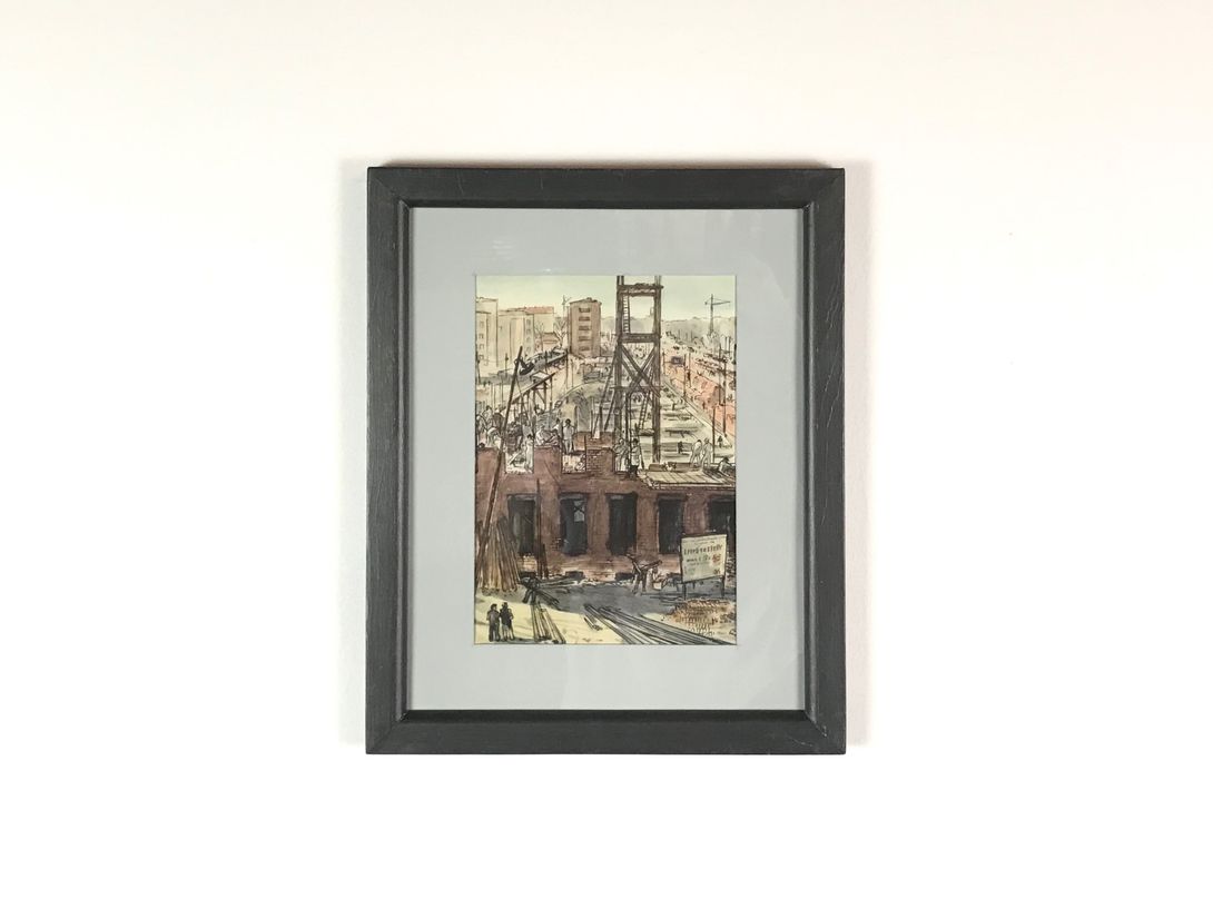 Foto Aquarell Painting of Stalinallee under Construction 16A7