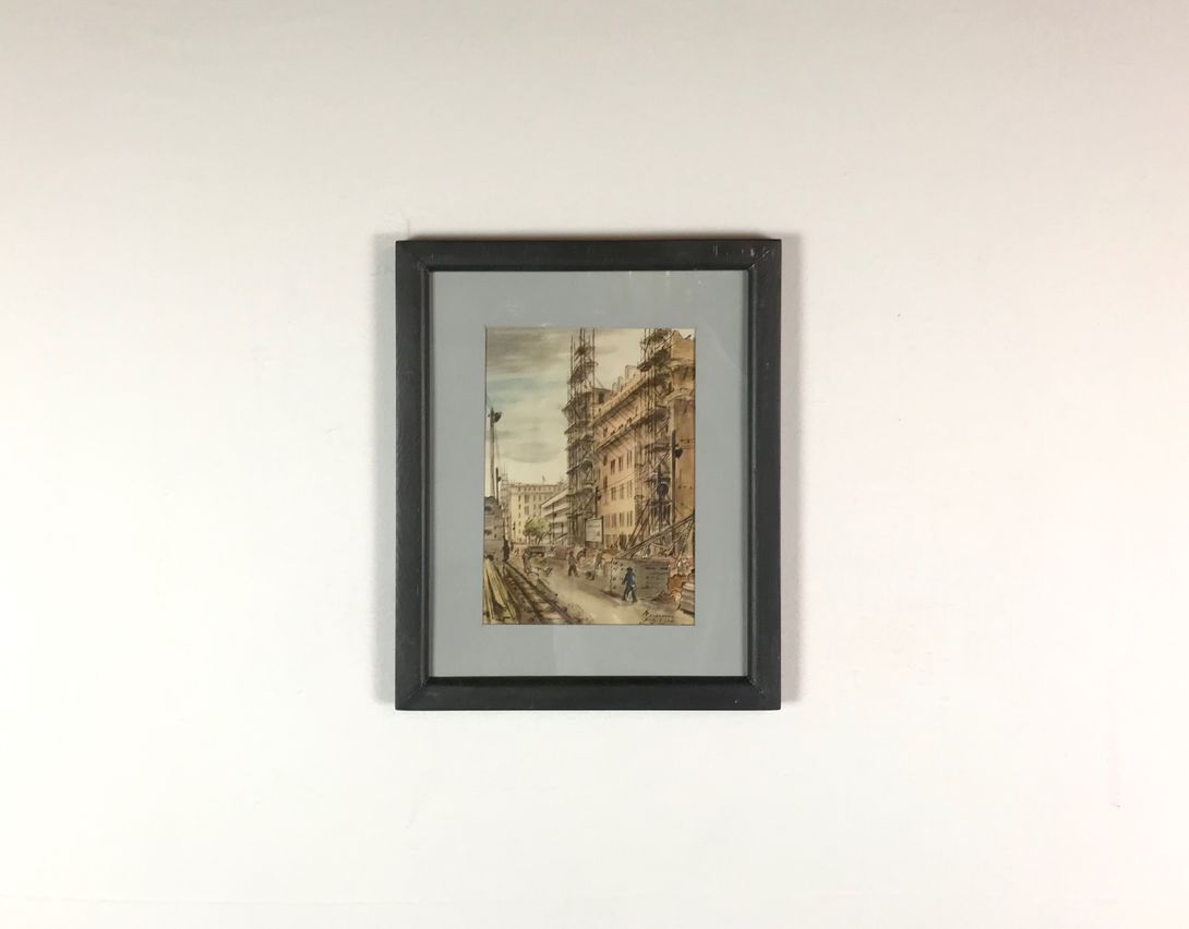 Foto Aquarell Painting of Stalinallee under Construction 16A8