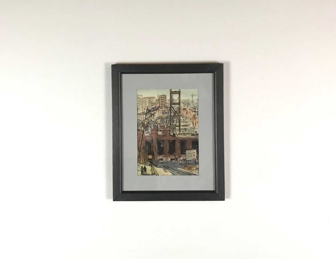 Foto Aquarell Painting of Stalinallee under Construction 16A7